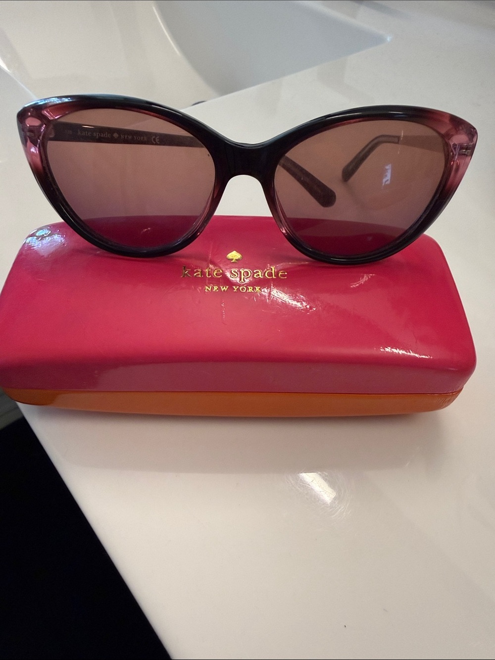 kate spade Pink Gradient Cat-Eye Sunglasses with Brown Tinted Lenses